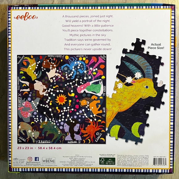 EUC [eeBoo] Zodiac + 1000 Piece & Love | GLOWS IN DARK | Jigsaw Puzzle + Poster - Picture 5 of 14
